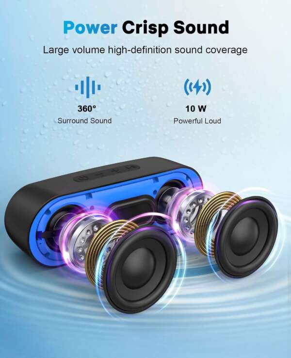 LENRUE Bluetooth Speakers, Waterproof Portable Speakers with TWS, 24 Playtime, Stereo Sound, Wireless for Home Shower Pool Beach Outdoor - Image 3