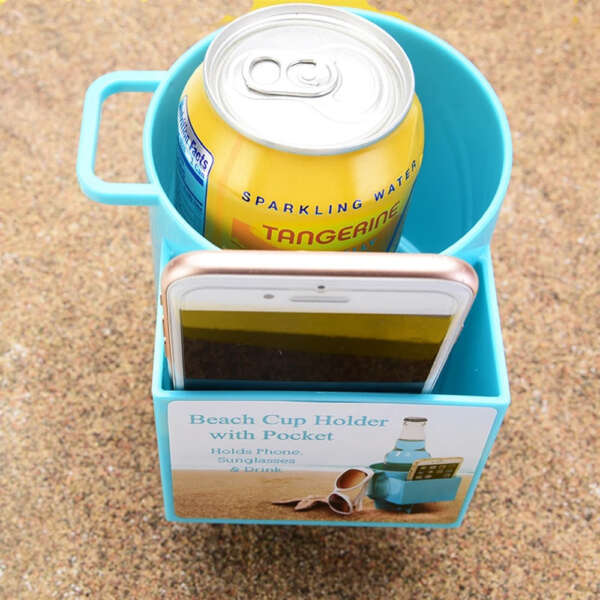 Beach Cup Holder with Phone Pocket - Image 2