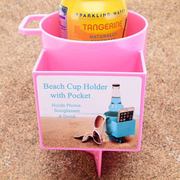 Beach Cup Holder with Phone Pocket - Image 3