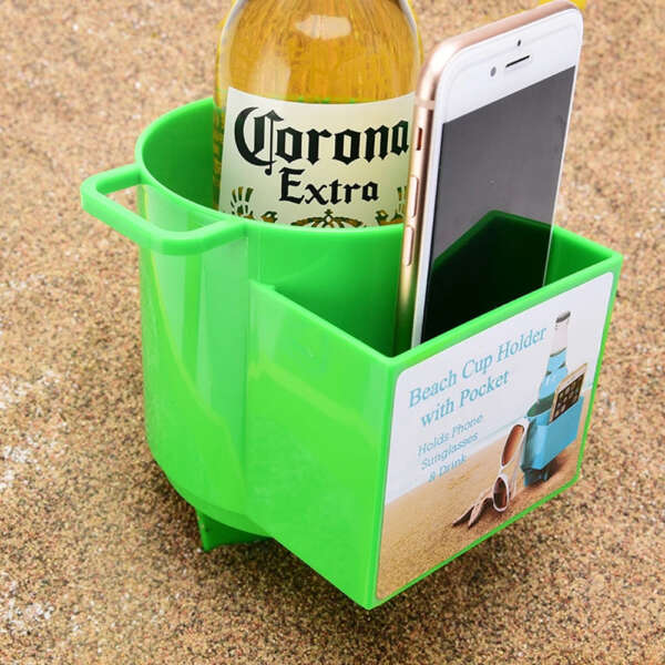 Beach Cup Holder with Phone Pocket - Image 4