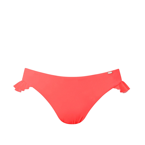 Coral Bikini Bottoms with Ruffles