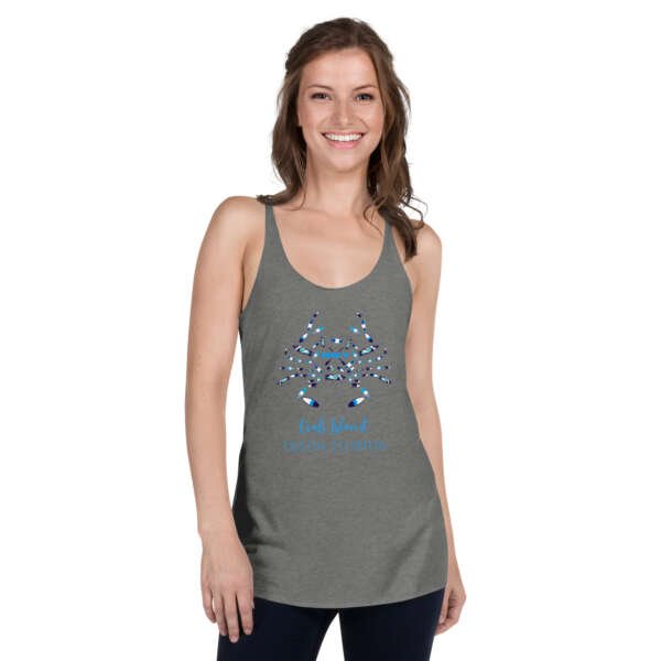 Crab Island paddle board Women's Racerback Tank - Image 2